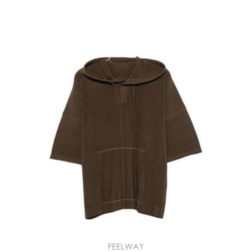 이세이 미야케 옴므 플리세 후드 티셔츠 BROWN