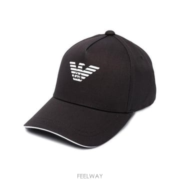 엠포리오 아르마니 로고 프린트 베이스볼 캡 블랙