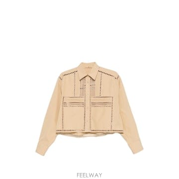 에르마노 설비노 컷 아웃 디테일 셔츠 베이지