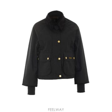 26FW 바버 크롭드 비드넬 왁스 재킷 LWX1403 BK71 Black