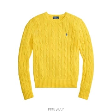26SS 폴로 랄프로렌 포니 로고 피마코튼 케이블 니트 스웨터 211971869 013 TRAINER YEL