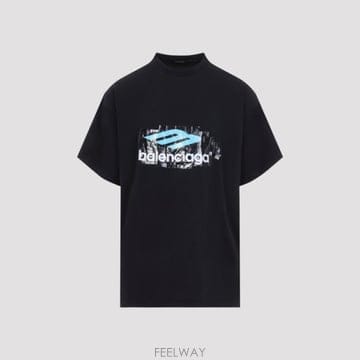 26SS 발렌시아가 로고 오버사이즈 코튼 티셔츠 850345 TTVT4 3363 FADE W BK LIGHT