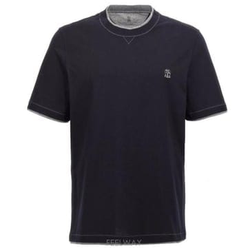 Brunello Cucinelli 26FW ���ڷ� ��ġ�ڸ� ���̾ ��ư ���� ũ��� Ƽ���� M0B137451G CHM51 Navy grig26FW ���ڷ� ��ġ�ڸ� ���̾ ��ư ���� ũ��� Ƽ��
