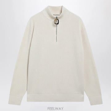26 F/W JW 앤더슨 아이보리 하프지퍼 스웨터 인 울 블렌드 KW B0052259387