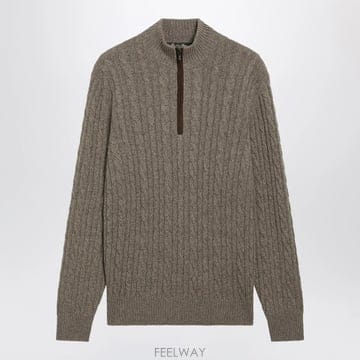 26 F/W 로로 피아나 브라운 케이블니트 스웨터 인 베이비 캐시미어 B0052259391