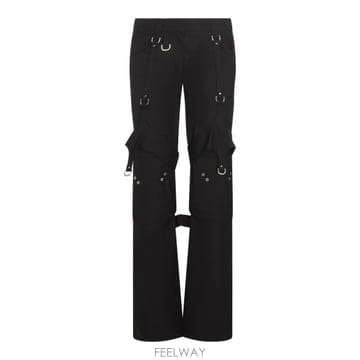 오프화이트 블랙 버진 울 블렌드 카고 지퍼 팬츠 OWCF020F23 B0560955680