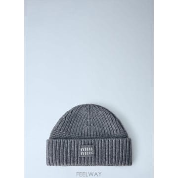 26 FW 미우미우 여성 로고 패치 울 비니 miu0366046gry F
