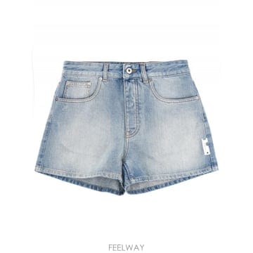 오프화이트 블리치드 돌 데님 쇼츠