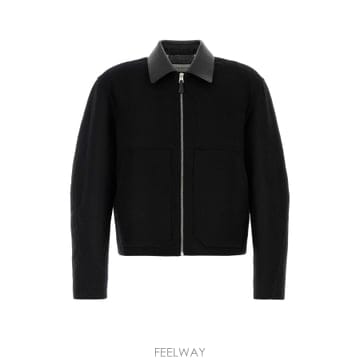 지방시 블루종 레더 카라