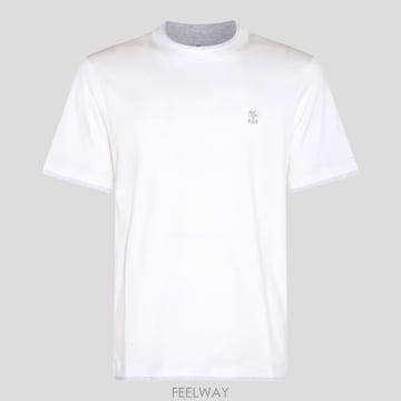 25SS 브루넬로 쿠치넬리 슬림 핏 crew 넥 T 셔츠 in 라이트 웨이트 코튼 저지 M0B137427GC