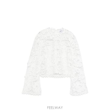 26SS Self portrait 화이트 CROCHET 레이스 탑 SS26007TW화이트 TP57380247