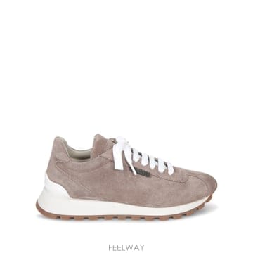 25FW 브루넬로 쿠치넬리 Suede 스니커즈 with shiny Monile details  화이트 fab