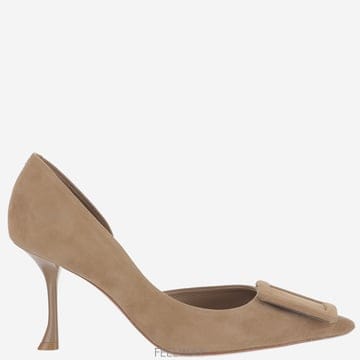 Roger Vivier 26FW ���� ��� Viv Ville Dorsay suede pumps in tobacco ���� RVW826FW ���� ��� Viv Ville Dorsay suede pumps in tobac