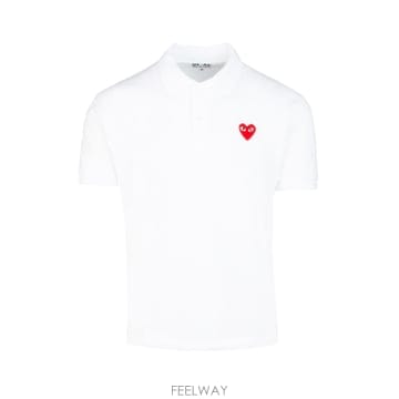 26SS 꼼데가르송 RED 하트 코튼 폴로 셔츠 P1T006WHITE TP574537335
