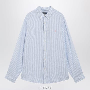 26SS 폴로 랄프 로렌 Light 블루 화이트 striped linen 셔츠 710B15594005LIBW