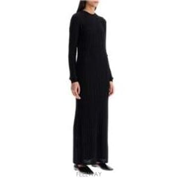26SS Toteme Elegant 블랙 Maxi Cable 니트 드레스 251WRD0142YA0036001
