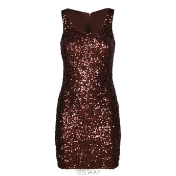 25FW Rotate Sleeveless 드레스  Crafted with coffee colored sequ