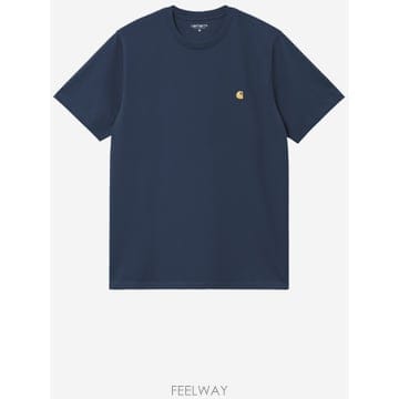 26SS 칼하트 네이비 블루 코튼 S S Chase t 셔츠 I0263913H6XX TP571842170