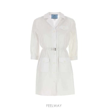 26SS 프라다 화이트 poplin 셔츠 드레스 P3N15ESOOO1XV2F0009 TP577475619