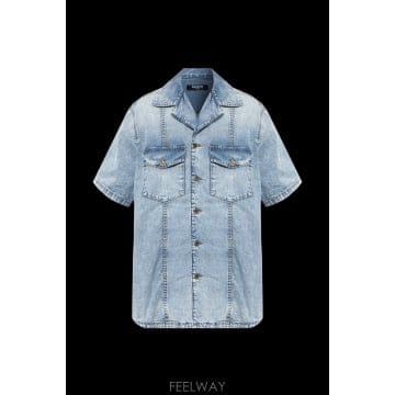 Balmain 쇼트 sleeve 데님 셔츠 HH1HB065DF976AW TP576399799