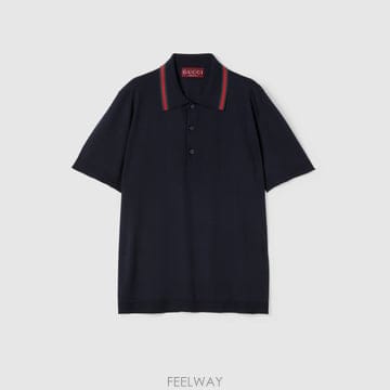 26SS 구찌 울 니트 폴로 셔츠 with Web detail 819225XKEMU4060 TP5754758