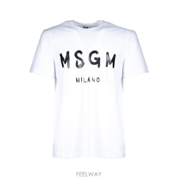 MSGM 로고 프린트 크루넥 티셔츠 블랙