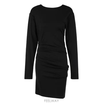 26SS 막스마라 Umido 블랙 드레스 with Round 넥 앤 Draped Details in Virg