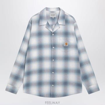 26FW 칼하트 Tyers 셔츠 in 코튼 twill, 블루 체크 I036807CO3TRXX TP576706