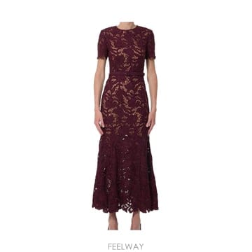 26FW Self portrait 버건디 레이스 midi 드레스 PF26107MBU TP575376596