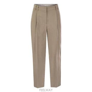 Brunello Cucinelli 25SS ���ڷ� ��ġ�ڸ� Slouchy trousers in viscose �� linen Fluid twi25SS ���ڷ� ��ġ�ڸ� Slouchy trousers in viscose �� 
