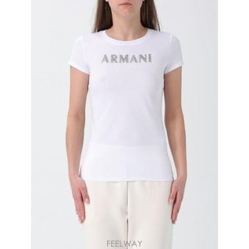 Armani 26SS �Ƹ����� �ͽ�ü���� T ���� in cotone con �ΰ� di strass �Ƹ����� �ͽ�ü���� X26SS �Ƹ����� �ͽ�ü���� T ���� in cotone con �ΰ� di 