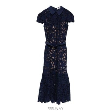 26SS Self portrait Midi 드레스 in guipure 레이스 RS26171MNNAVY TP5