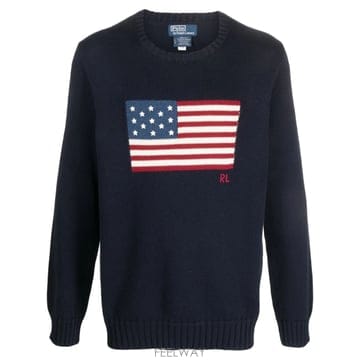 26SS 폴로 랄프 로렌 롱 SLEEVES ROUND 넥 FLAG 스웨터 710718281006HUNTER