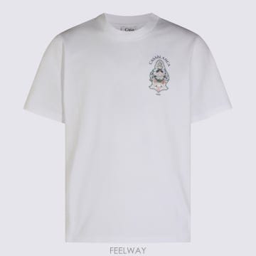 26FW CASABLANCA 호텔 emblem 화이트 코튼 t 셔츠 MPF26JTS00101 TP576730