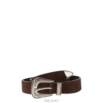 브루넬로 쿠치넬리 Suede 레더 벨트 with engraved western buckle MAUGP210C