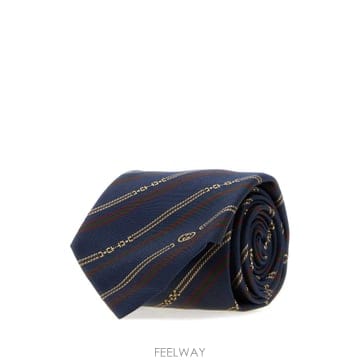 26FW 구찌 실크 타이 with Horsebit 앤 GG Cross motif 8741144E0094174