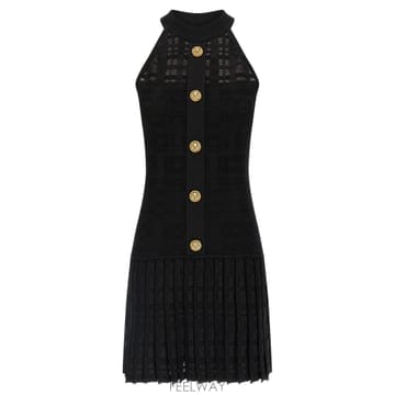 26SS Balmain Tartan 니트 드레스 GF1R3375KJ360PA TP570490420