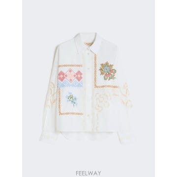 Max Mara 26SS �������� Camicia in cotone con pizzo e ricami   BIANCO WE5126SS �������� Camicia in cotone con pizzo e ricami   B
