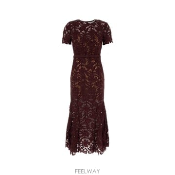 26FW Self portrait 롱 드레스 with floral pattern PF26107MBUBURGU