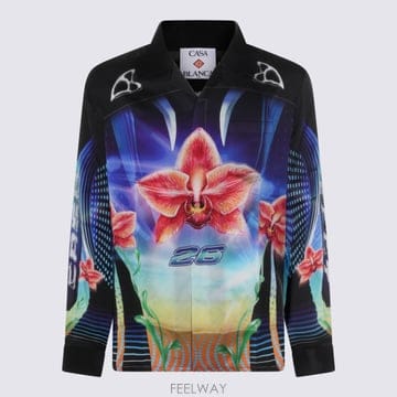 26SS CASABLANCA Vibrant orchid 프린트  롱 sleeves 앤 클래식 collar