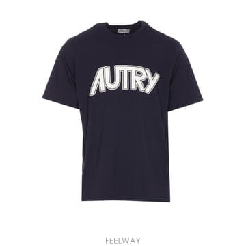 25SS Autry Autry T 셔츠 Con Maxi Stampa 로고 Uomo TSPM504B TP577