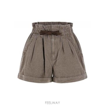 26SS 이자벨마랑 Nirma 브라운 코튼 앤 Linen 숏츠 SH0256FAD1G04E50DZ TP5785