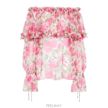 26SS chloe OFF 숄더 탑 실크 MUSLIN WITH PUFF SLEEVES CH26UH123278