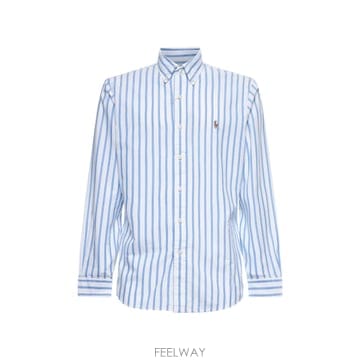 폴로 랄프 로렌 셔츠 with Pony 자수 on the 프론트 앤 All Over 스트라이프 모티브 in 