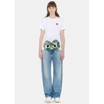 Comme des Garcons 20SS �ĵ������� ȭ��Ʈ Patch Camo Hearts T ���� AZT2430511WHITE TP577320SS �ĵ������� ȭ��Ʈ Patch Camo Hearts T ���� AZT243