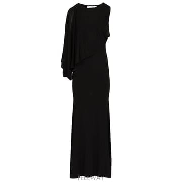 26FW Self portrait 블랙 VISCOSE 니트 ONE 숄더 MAXI 드레스 PF26081XB블랙