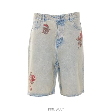 26SS 드롤드무슈 Jean Dusty Brode Fleurs 숏츠 BS147CO123DUS TP574592