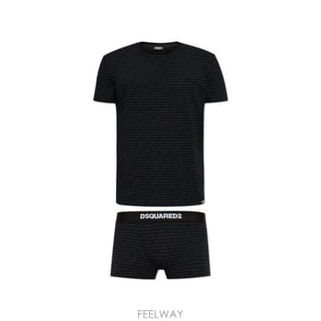 Dsquared2 로고 패치 티셔츠 및 복서 팬츠 세트 D9H1455100 001 TP979556454
