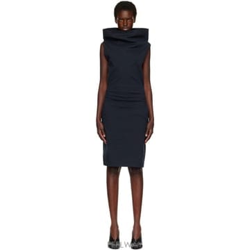 Issey Miyake 네이비 얼라우 미디 드레스 IM68FH002 TP876170456