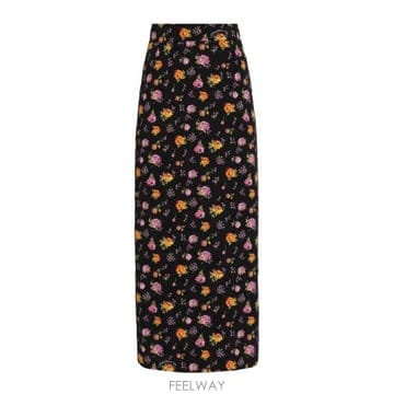 26SS 돌체앤가바나 스몰 rose bouquets 프린트 straight charmeuse 스커트 F4DC